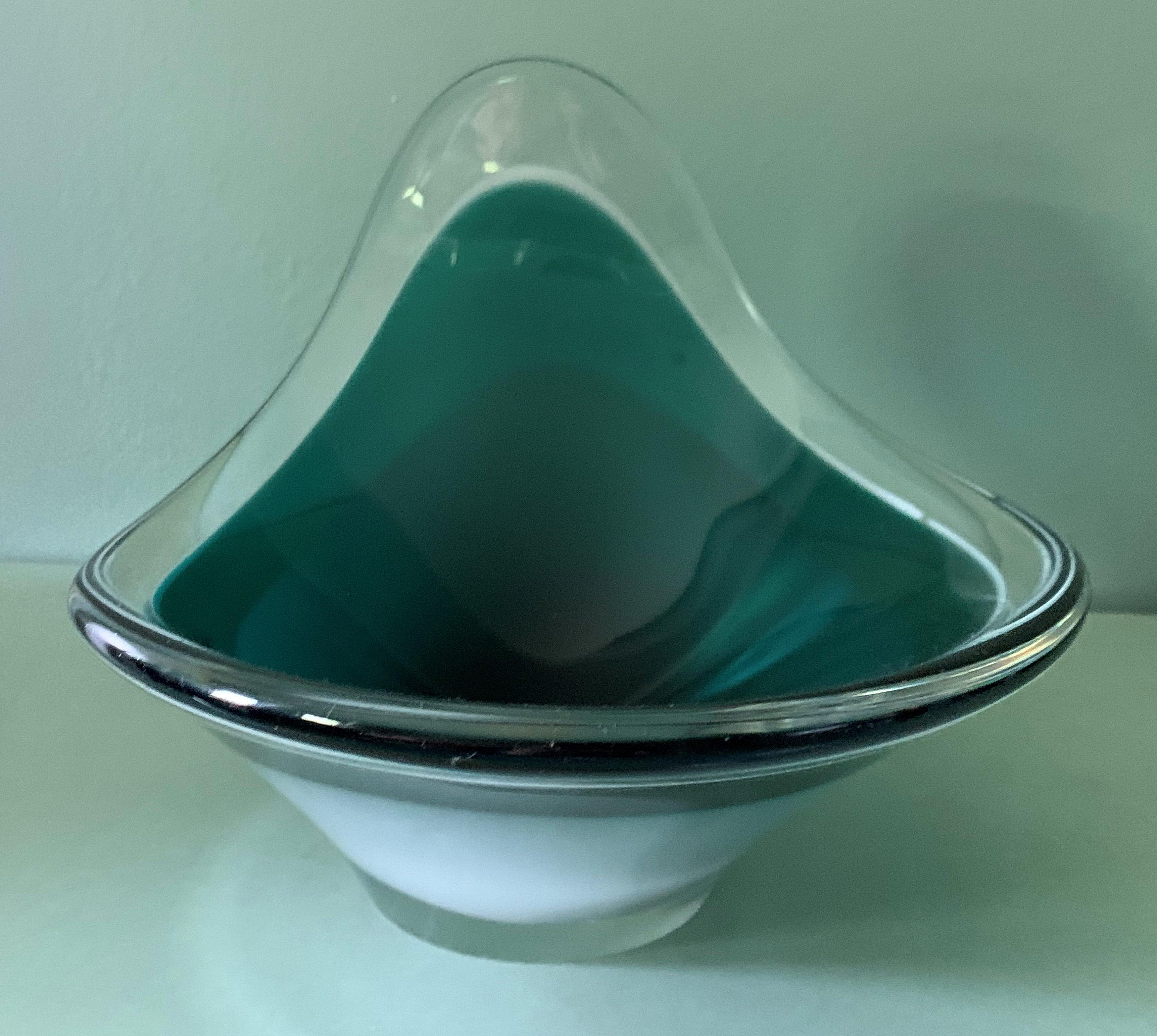 Signed Flygsfors Coquille Sweden Art Glass Dish Designed by