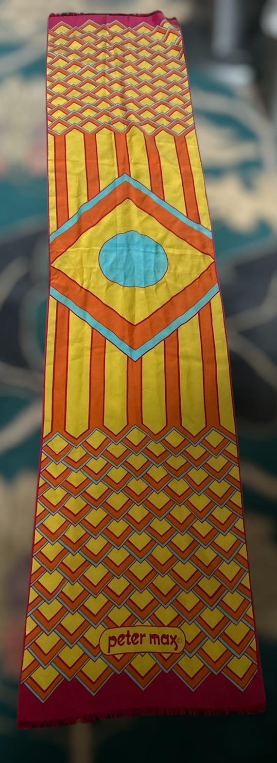 Peter Max Psychedelic Geometric Pattern Silk Scar… - image 2