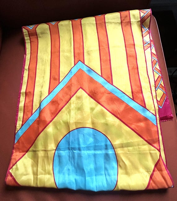 Peter Max Psychedelic Geometric Pattern Silk Scar… - image 5