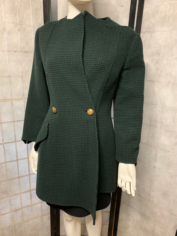 Geoffrey Beene Skirt Suit Green and Black Checked 