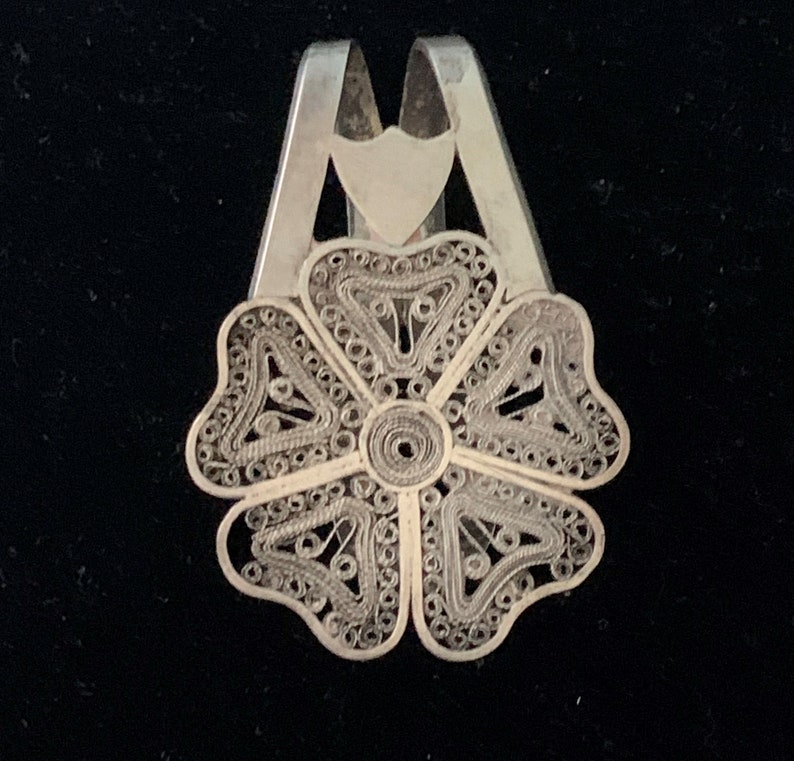 Sterling Silver Detailed Filigree Money shops Clip