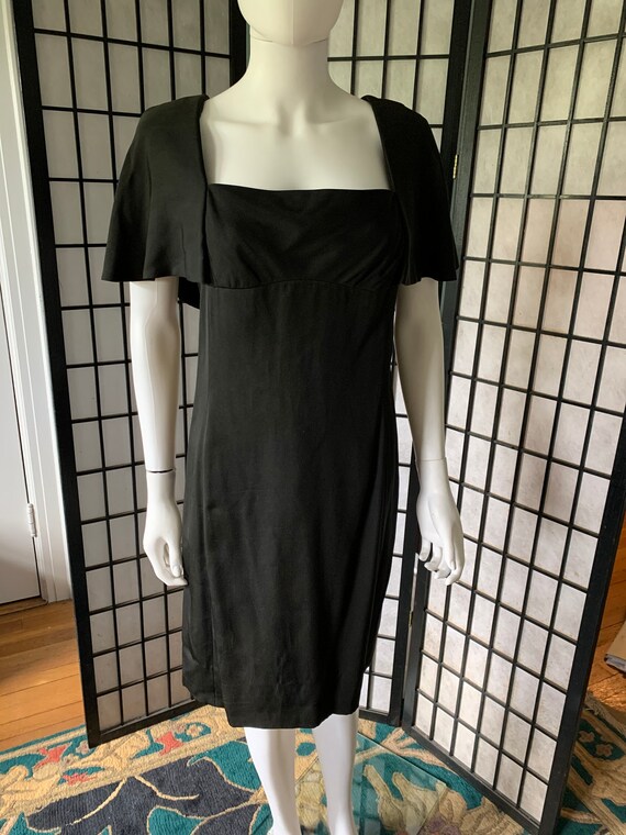 Teal Traina 1960's Black Dress with Flutter Sleev