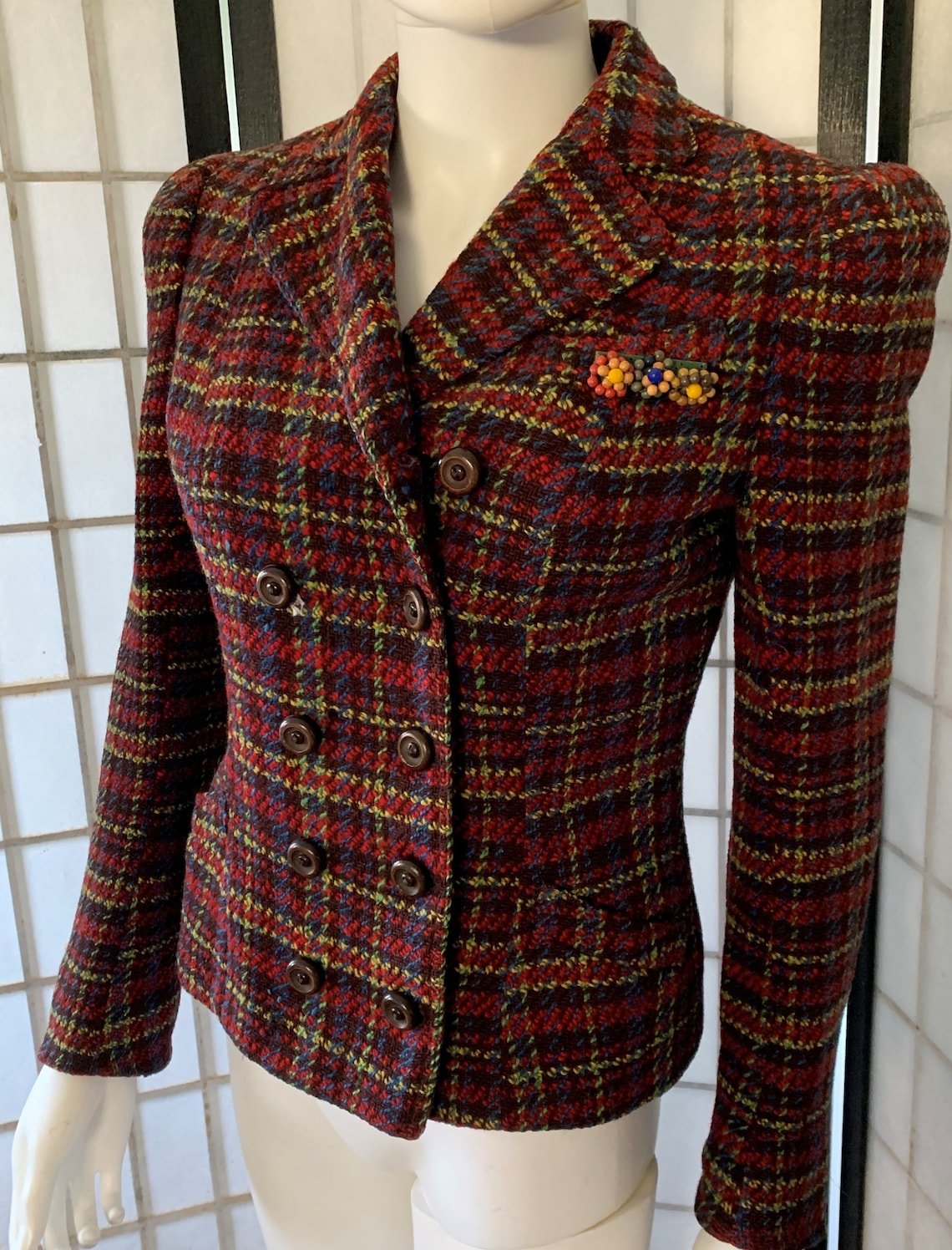 Fabulous Wool Plaid Jacket with Attached Brooch 1940's Etsy