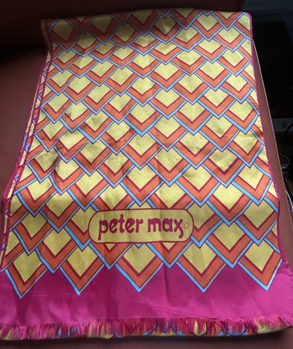 Peter Max Psychedelic Geometric Pattern Silk Scar… - image 3