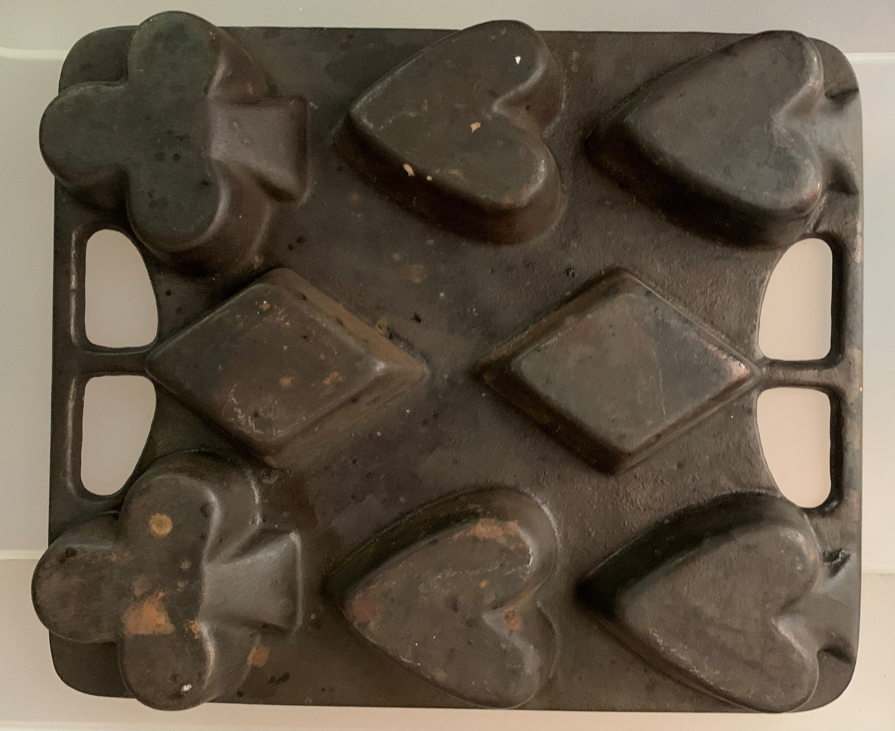 Vintage Heavy Cast Iron Biscuit Pan Card Suits 1930's Etsy