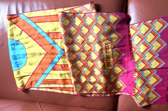 Peter Max Psychedelic Geometric Pattern Silk Scar… - image 4