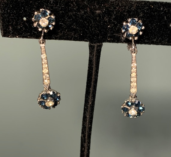 Signed Pinetta Faux Diamond and Sapphire Dangling