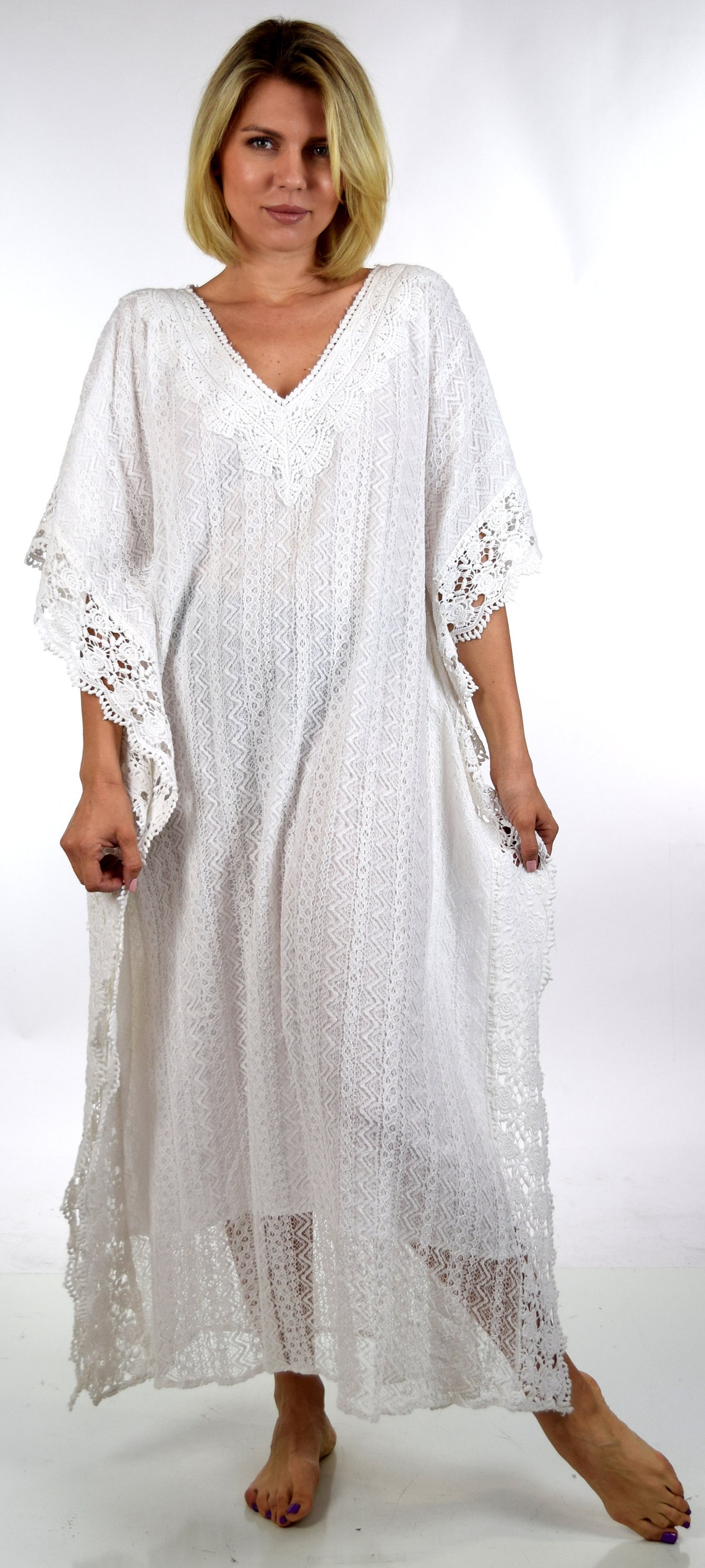 white cotton caftan