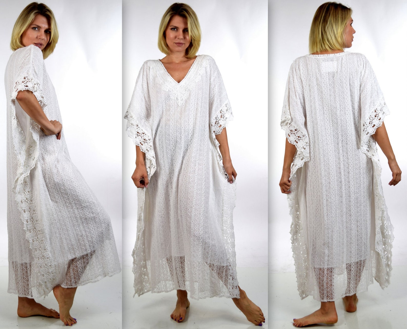 white cotton caftan