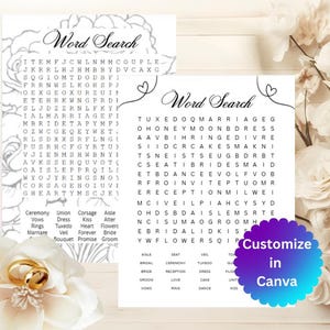 Gioco di ricerca di parole personalizzato per matrimoni: attività per il ricevimento nuziale (download immediato)