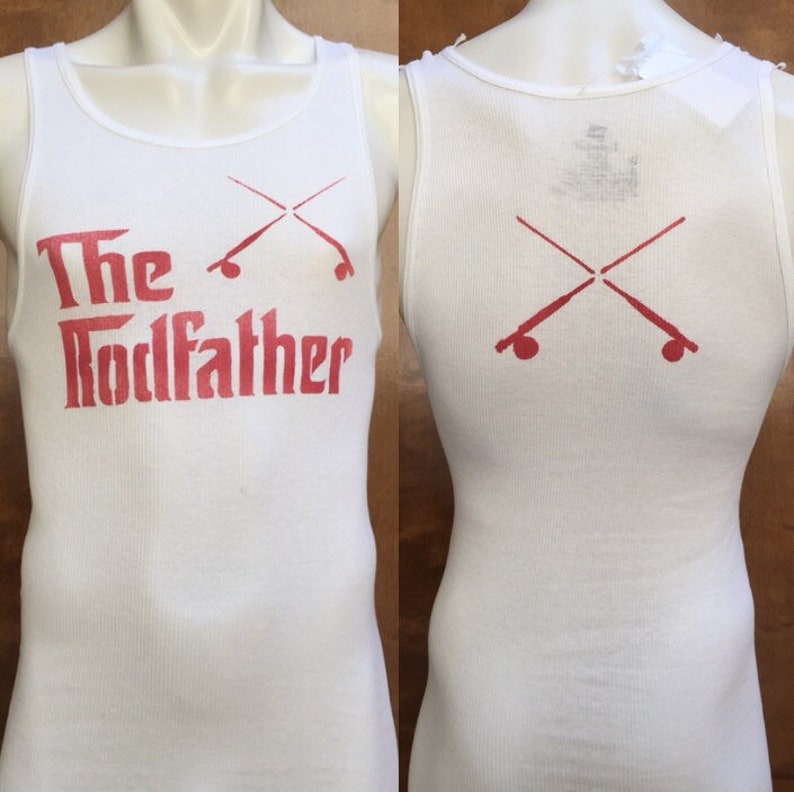 The Rodfather fishing pole Soft Men's Tank Top Singlet Urban Graffiti S M L XL image 1