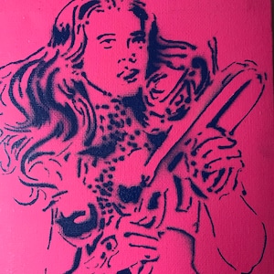 Barbarella Queen of the Galaxy Jane Fonda inspired glossy graffiti urban Art 6x8” canvas thin painting