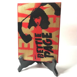 Bettie Page inspired glossy graffiti urban Art 5x7” canvas thin painting