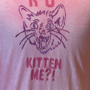 R U kitten me?! Funny Cat t-shirt Youth handmade graffiti tie-dye Medium