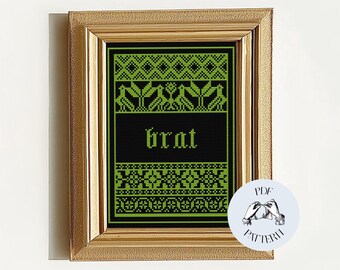 Brat - Modern Sampler Funny Cross Stitch Pattern, Digital PDF, Subversive, Snarky, Simple