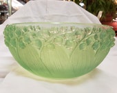Vintage Original Rene Lalique Round Celedon Bowl 9 quot c.1931
