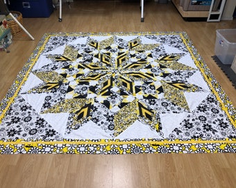 Yellow and black quilt