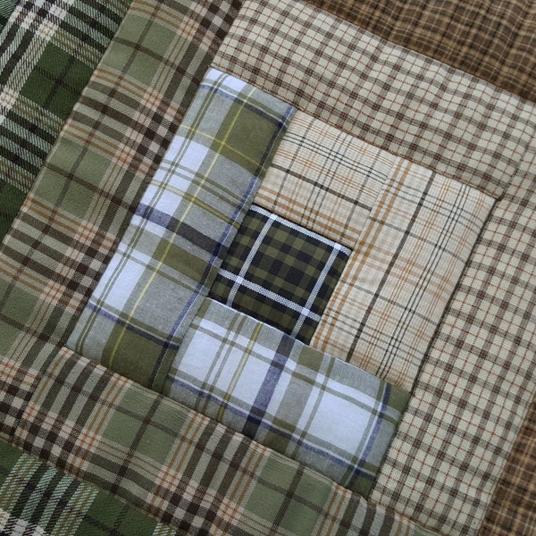 Courtepointe patchwork country à carreaux. Jeté traditionnel tartan. Vérifiez la couverture du canapé. Couette de ferme à motif de cabane en rondins, couvre-lit personnalisable pour lit de repos