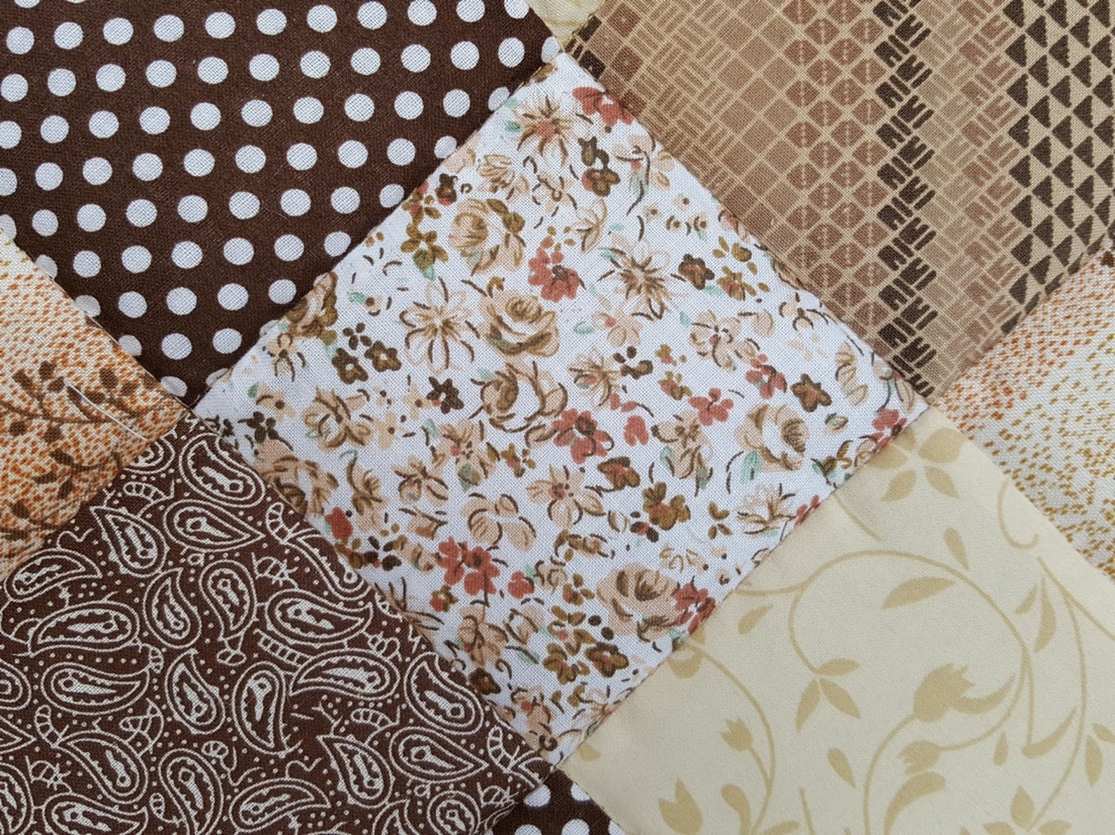 Brown Queen Size Quilt. Beige Modern Bedspread. Colorful Etsy