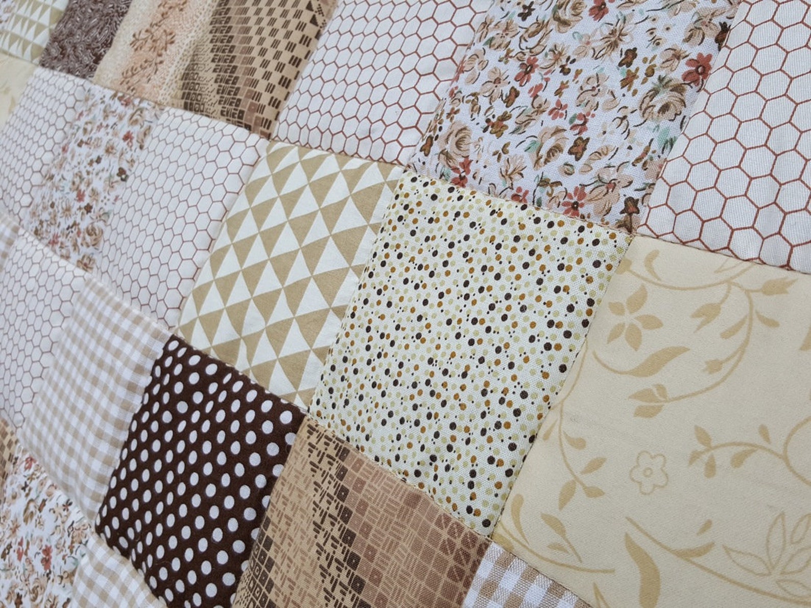 Brown Queen Size Quilt. Beige Modern Bedspread. Colorful Etsy