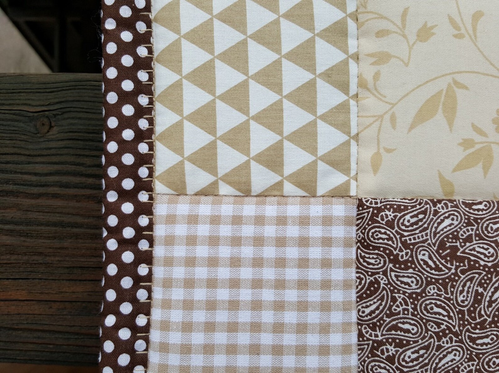 Brown Queen Size Quilt. Beige Modern Bedspread. Colorful Etsy