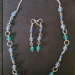 Sterling silver glass bead necklace and earring set