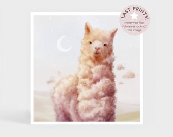 Art Print: Cloud Alpaca • Sky Fluffy Wall Decor • Cute Gift