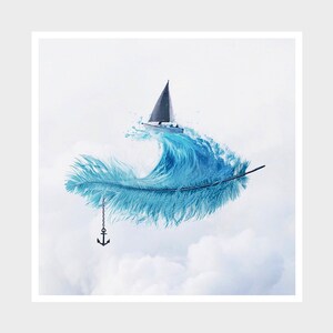 Art Print: Blue Feather • Feather Collection III • Wall Decor • Cute Gift