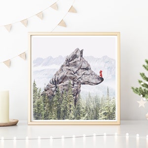 Art Print: Little Red Riding Hood Wolf Forest Wall Decor Cute Gift image 2