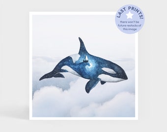 Art Print: Sea of Clouds • Orca Wave Wall Decor • Cute Gift