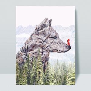 Art Print: Little Red Riding Hood Wolf Forest Wall Decor Cute Gift image 9