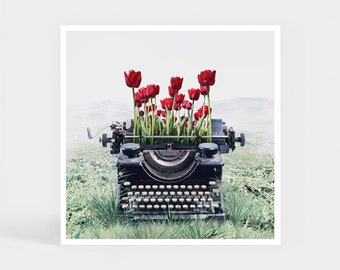 Art Print: The Poem I Never Wrote • Tulip Typewriter Art Print Wall Decor • Cute Gift