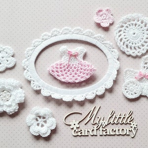 Gehäckelte teile, gehäckelte Socken, gehäckeltes Set, zum Selbermachen,  zum Basteln, Grußkarte, Babyschuh, scrapdekor, diy