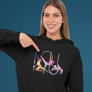 Aerialist Three. Aerial hoop, lyra hoop, aerial silks, aerial hammock. Aerialist clothing. Aerie hoodie, tank top, tshirt, or sweater.