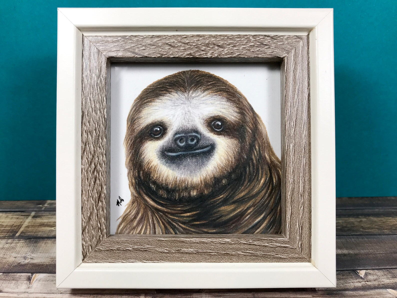 Sloth Original Colored Pencil Drawing in a Cream Colored and - Etsy