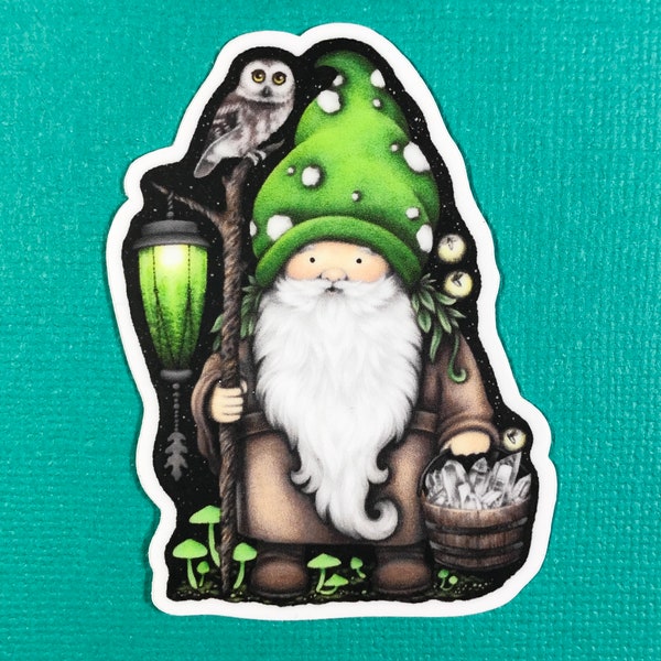 Forest gnome sticker, stocking stuffer, gift for kids, water bottle sticker, laptop sticker