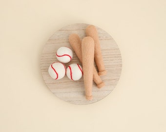 AUF BESTELLUNG! Baseballspiel | Gefilzte Stofftier Neugeborenen Fotografie Requisiten Foto Requisiten Gefilzte Sport Requisite Wolle Baseball-Set