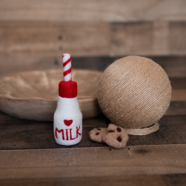 RTS! Nadel gefilzt Weihnachtsmann Milch und Kekse Set Gefilzte Stofftiere Weihnachten Neugeborenen Fotografie Requisiten Gefilzte Milch Kekse Zuckerstange
