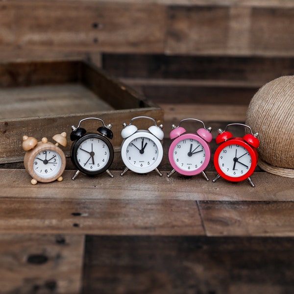 RTS!!! Miniature clocks Photo prop Newborn photography accessories Time props Mini alarm bell round clock