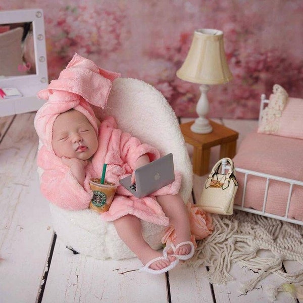 RTS!!! Pink baby bathrobe Girl boy outfit Newborn photography accessory Newborn/3-6months bath robe Photo prop Baby bathrobe outfit Pink