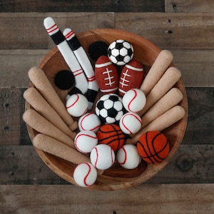 RTS! Felted sport props | Newborn photography props Felted wool toys Football Basketball Baseball Hockey Wool sport props/toys