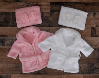 RTS!!! Baby girl boy outfit Photo prop Newborn photography accessories Newborn/3months bath robe photo prop Baby bathrobe outfit White Pink