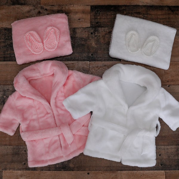 RTS!!! Baby girl boy outfit Photo prop Newborn photography accessories Newborn/3months bath robe photo prop Baby bathrobe outfit White Pink