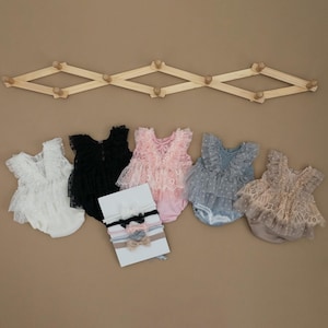 RTS! 3pcs dress set | Newborn photography props Baby girl dress props Newborn lace 2 pcs dress outfit with tieback