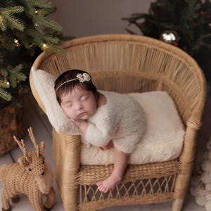 MADE TO ORDER! Boucle knitted rompers | Newborn knitted footed/footless romper Bear bonnet Newborn photography props Curly boucle props