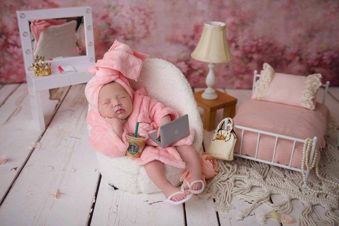 RTS Accappatoio rosa per neonato Completo per ragazza e ragazzo Accessorio  fotografico per neonato Accappatoio per neonato/3-6 mesi Accessori per foto  Completo per accappatoio per neonato Rosa -  Italia