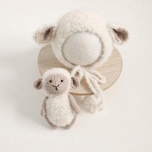 RTS! Sheep/lamb bonnet | Newborn photography props Knitted baby lamb props Newborn Sheep/lamb bonnet