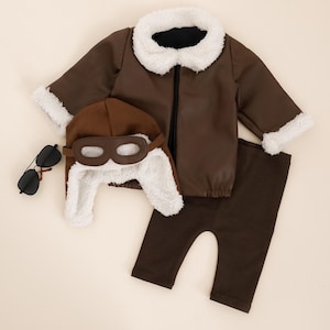 RTS! Newborn pilot/aviator 3pcs outfit | Pilot Cap Jacket Pants Newborn photography prop Pilot props Pilot Aviator costume