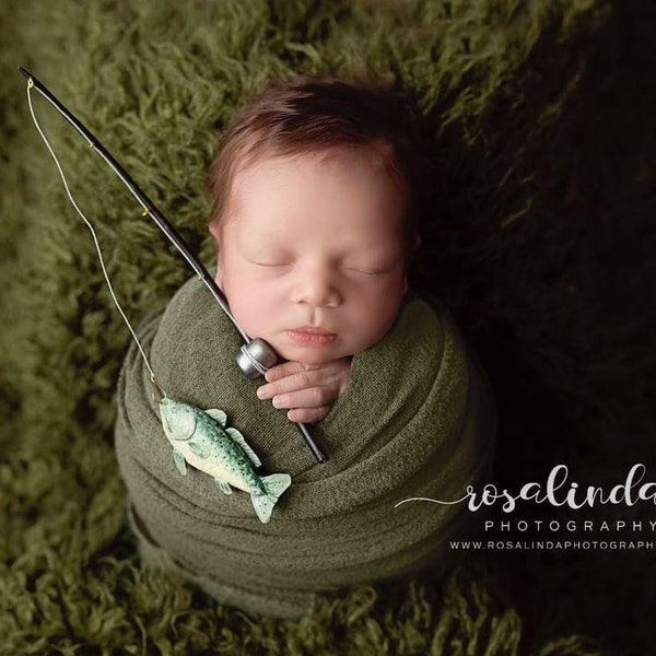 RTS! Newborn fishing set Fishing rod with fish Newborn photography prop Fisherman props Mini fishing pole set