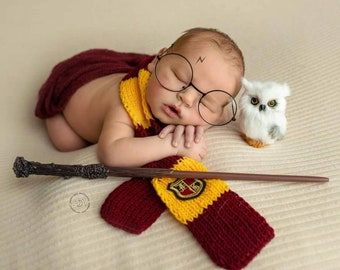 RTS!!! Baby props set Photography prop Baby accessories Newborn/Toddler photo prop Scarf Round glasses Owl Magic wand 4pcs set